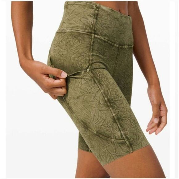 Lululemon fast and free biker shorts high rise green ice wash - Picture 2 of 7